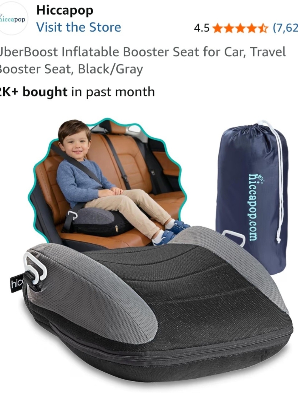 Never Used Black & Gray Inflatable Kids Booster Seats